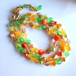 RARE VINTAGE West Germany 1950s necklace + other orange-themed metalwork pieces